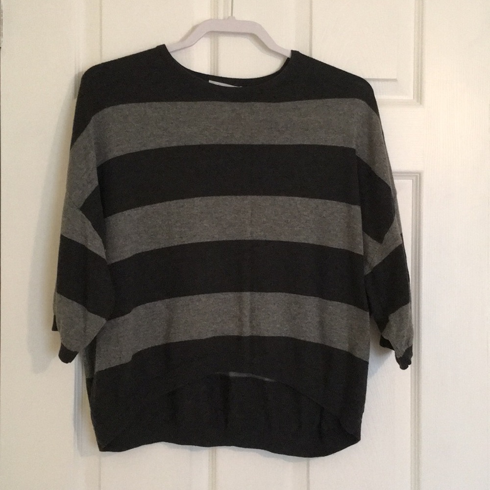 Grey striped high low sweater
